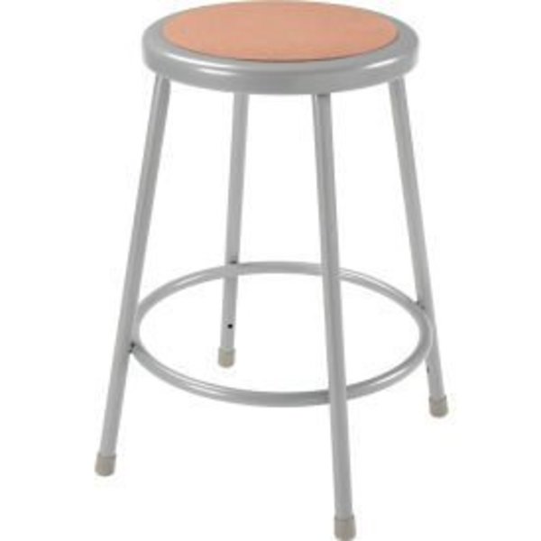 National Public Seating Interion® 24"H Steel Work Stool with Hardboard Seat - Backless - Gray - Pack of 2 INT-6224/2